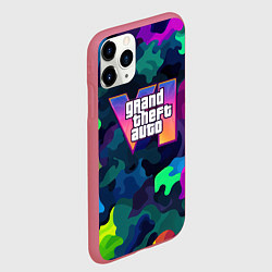 Чехол iPhone 11 Pro матовый Gta logo bright, цвет: 3D-малиновый — фото 2