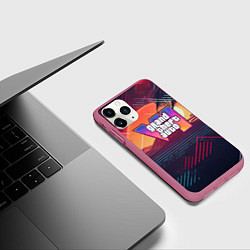 Чехол iPhone 11 Pro матовый GTA 6 logo абстрактный фон, цвет: 3D-малиновый — фото 2