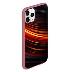 Чехол iPhone 11 Pro матовый Яркая оранжевая полосы на черной абстракции, цвет: 3D-малиновый — фото 2