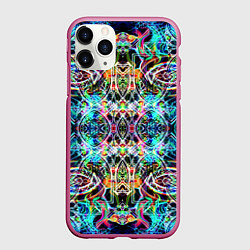 Чехол iPhone 11 Pro матовый Фрактальный орнамент, цвет: 3D-малиновый