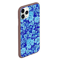 Чехол iPhone 11 Pro матовый Узоры гжель на темно синем фоне, цвет: 3D-коричневый — фото 2