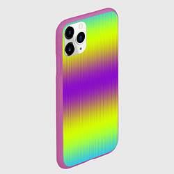 Чехол iPhone 11 Pro матовый Неоновые салатовые и фиолетовые полосы, цвет: 3D-фиолетовый — фото 2