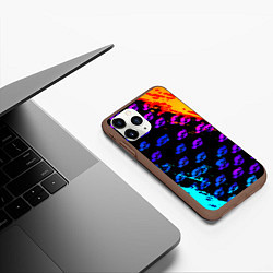 Чехол iPhone 11 Pro матовый Brawl stars neon logo kids, цвет: 3D-коричневый — фото 2