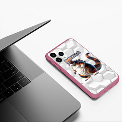 Чехол iPhone 11 Pro матовый Catzilla big, цвет: 3D-малиновый — фото 2