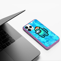 Чехол iPhone 11 Pro матовый Амонг ас с яичницей на голове, цвет: 3D-фиолетовый — фото 2