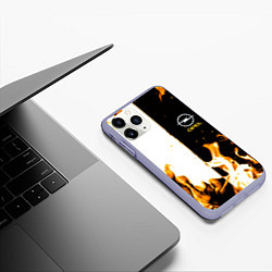 Чехол iPhone 11 Pro матовый Opel огонь текстура, цвет: 3D-светло-сиреневый — фото 2