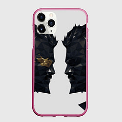 Чехол iPhone 11 Pro матовый Адам Дженсен в отражении deus ex, цвет: 3D-малиновый