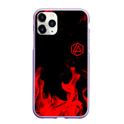 Чехол iPhone 11 Pro матовый Linkin Park красный огонь лого, цвет: 3D-светло-сиреневый