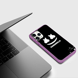 Чехол iPhone 11 Pro матовый Marshmello белое лого, цвет: 3D-фиолетовый — фото 2