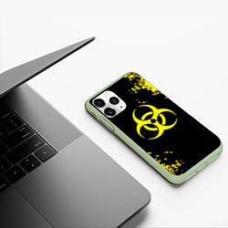 Чехол iPhone 11 Pro матовый Знак биологической опасности краски, цвет: 3D-салатовый — фото 2