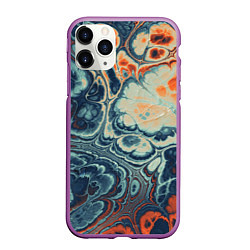 Чехол iPhone 11 Pro матовый Абстрактный разноцветный узор, цвет: 3D-фиолетовый