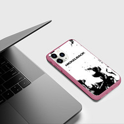 Чехол iPhone 11 Pro матовый Nickelback серый дым рок, цвет: 3D-малиновый — фото 2