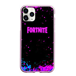 Чехол iPhone 11 Pro матовый Fortnite неоновые брызги красок, цвет: 3D-розовый