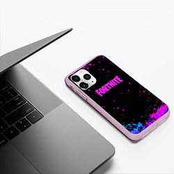 Чехол iPhone 11 Pro матовый Fortnite неоновые брызги красок, цвет: 3D-розовый — фото 2