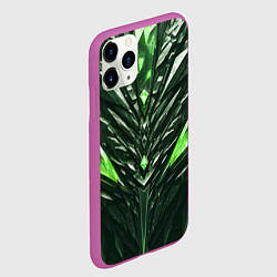 Чехол iPhone 11 Pro матовый Зелёные кристаллы и камень, цвет: 3D-фиолетовый — фото 2