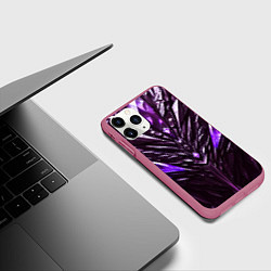 Чехол iPhone 11 Pro матовый Фиолетовые кристаллы и камень, цвет: 3D-малиновый — фото 2