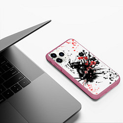 Чехол iPhone 11 Pro матовый Ghost of Tsushima - sakura samurai ghost, цвет: 3D-малиновый — фото 2