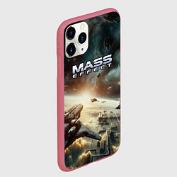 Чехол iPhone 11 Pro матовый Масс эффект - космос, цвет: 3D-малиновый — фото 2