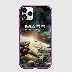 Чехол iPhone 11 Pro матовый Масс эффект - космос, цвет: 3D-фиолетовый