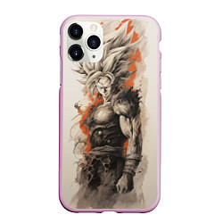 Чехол iPhone 11 Pro матовый Super Saiyan Goku, цвет: 3D-розовый