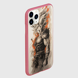 Чехол iPhone 11 Pro матовый Super Saiyan Goku, цвет: 3D-малиновый — фото 2