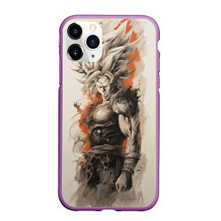 Чехол iPhone 11 Pro матовый Super Saiyan Goku, цвет: 3D-фиолетовый