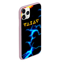 Чехол iPhone 11 Pro матовый Ведьмак огненное лого шторм, цвет: 3D-розовый — фото 2