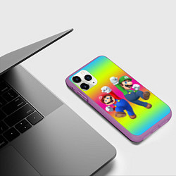 Чехол iPhone 11 Pro матовый Братья Марио, цвет: 3D-фиолетовый — фото 2