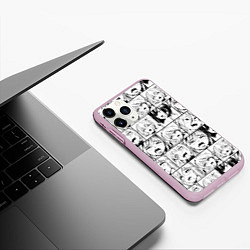 Чехол iPhone 11 Pro матовый Ahegao pattern, цвет: 3D-розовый — фото 2