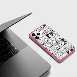 Чехол iPhone 11 Pro матовый Ahegao pattern, цвет: 3D-малиновый — фото 2