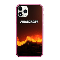 Чехол iPhone 11 Pro матовый Minecraft огненная стена, цвет: 3D-малиновый