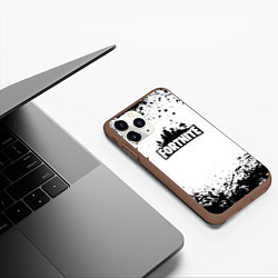 Чехол iPhone 11 Pro матовый Fortnite краски чёрные, цвет: 3D-коричневый — фото 2