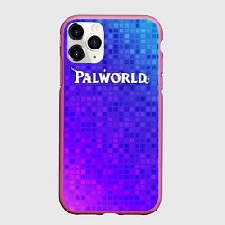 Чехол iPhone 11 Pro матовый Palworld лого на яркой мозаике, цвет: 3D-малиновый