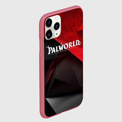 Чехол iPhone 11 Pro матовый Palworld red black abstract, цвет: 3D-малиновый — фото 2