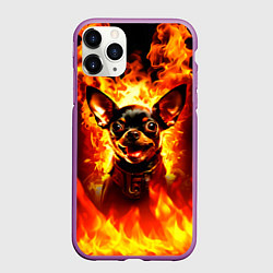 Чехол iPhone 11 Pro матовый Адский Пёс, цвет: 3D-фиолетовый