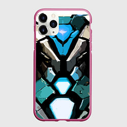 Чехол iPhone 11 Pro матовый Синяя броня киберпанк, цвет: 3D-малиновый