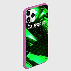 Чехол iPhone 11 Pro матовый Palworld logo green neon, цвет: 3D-фиолетовый — фото 2