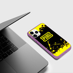 Чехол iPhone 11 Pro матовый Пабг жёлтые краски геймер, цвет: 3D-фиолетовый — фото 2