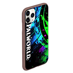 Чехол iPhone 11 Pro матовый Palworld логотип абстракт на темно-зеленом фоне, цвет: 3D-коричневый — фото 2