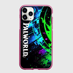 Чехол iPhone 11 Pro матовый Palworld логотип абстракт на темно-зеленом фоне, цвет: 3D-малиновый