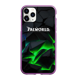 Чехол iPhone 11 Pro матовый Palworld объемные зеленые камни, цвет: 3D-фиолетовый