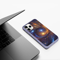 Чехол iPhone 11 Pro матовый Открытая манипура чакра - космическая, цвет: 3D-светло-сиреневый — фото 2