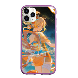 Чехол iPhone 11 Pro матовый Genshin Impact Ёимия smile, цвет: 3D-фиолетовый