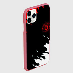 Чехол iPhone 11 Pro матовый Manchester United flame fc, цвет: 3D-малиновый — фото 2