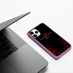 Чехол iPhone 11 Pro матовый World war z текстура геометрия, цвет: 3D-фиолетовый — фото 2