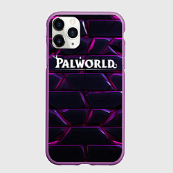 Чехол iPhone 11 Pro матовый Palworld логотип фиолетовые яркие плиты, цвет: 3D-фиолетовый