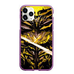 Чехол iPhone 11 Pro матовый Жёлтый камень на чёрном фоне, цвет: 3D-фиолетовый