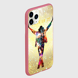 Чехол iPhone 11 Pro матовый Michael Jackson THIS IS IT - с салютами на золотом, цвет: 3D-малиновый — фото 2