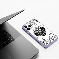 Чехол iPhone 11 Pro матовый Герб России краски текстура, цвет: 3D-светло-сиреневый — фото 2