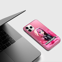 Чехол iPhone 11 Pro матовый Minecraft девушка в розовом, цвет: 3D-малиновый — фото 2
